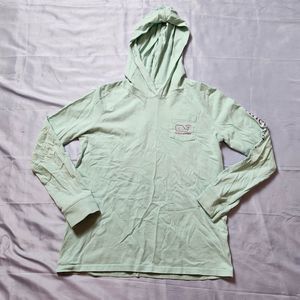 Vineyard Vines Shirt Girls Large Turquoise Pink Whale Hoodie Long Sleeve Kids
